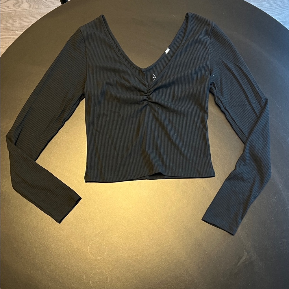 PacSun Black Ribbed Long Sleeve Top